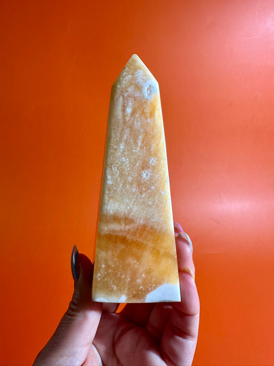 Orange Calcite Tower – Option A | Joy, Creativity & Positive Energy Crystal