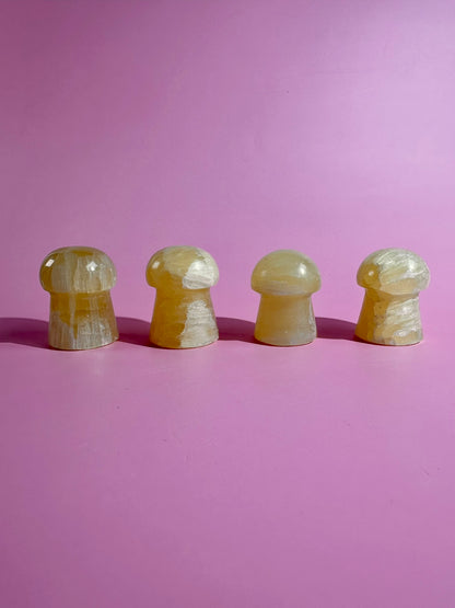 Lemon Calcite Mushroom Carving | Intuitively Chosen Happiness, Clarity & Confidence Energy