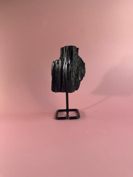 Raw Black Tourmaline on Pinned Stand – A