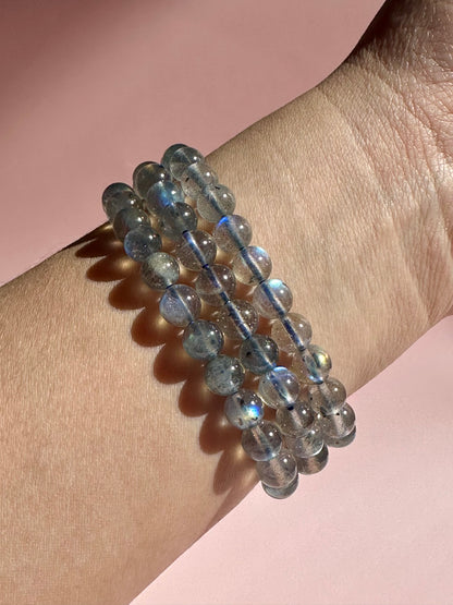 6mm Labradorite Beaded Bracelet