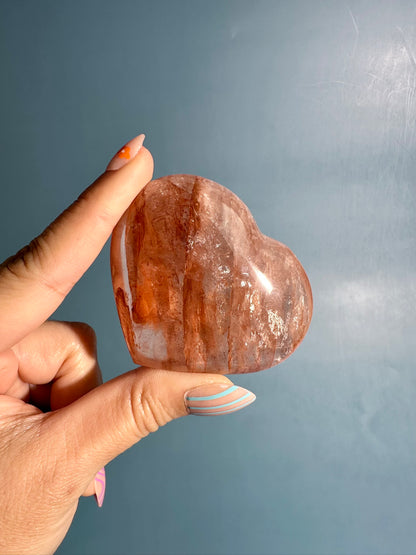 Fire Quartz Heart – Option A | Courage, Grounding & Emotional Balance Crystal