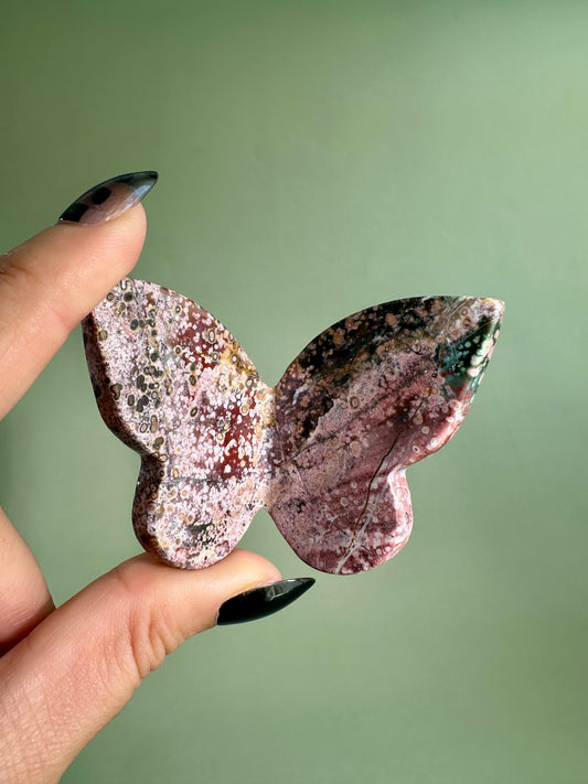 Sea Jasper 3D Butterfly Carving