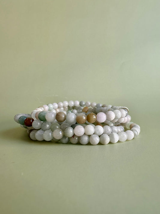 4mm Natural Burmese Jade Beaded Bracelet