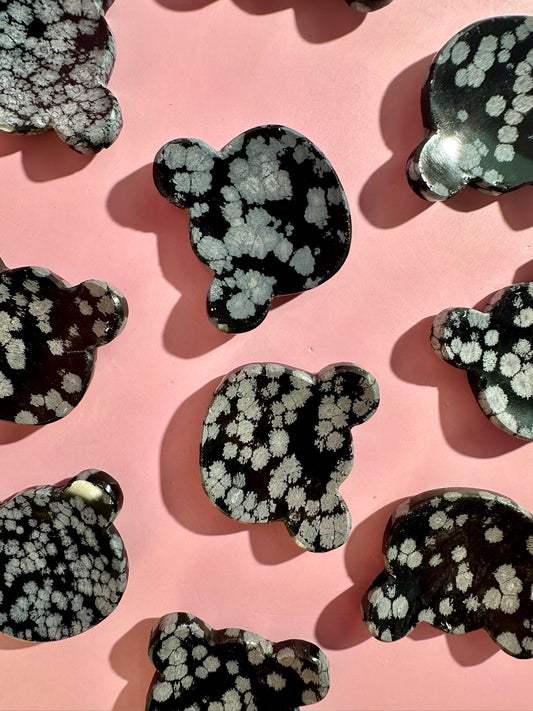 Snowflake Obsidian Bear Worry Stone | Pocket Crystal