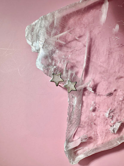 925 Sterling Silver Star Rainbow Moonstone Stud Earrings