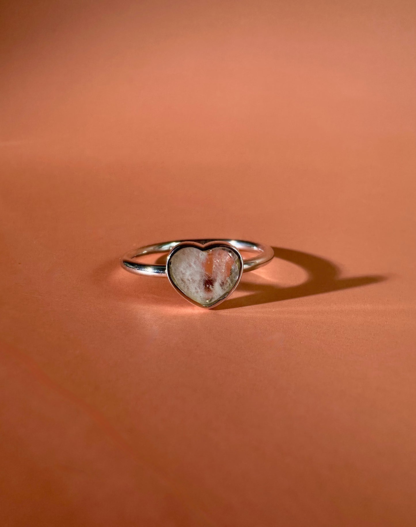 925 Sterling Silver Rainbow Moonstone Heart Ring