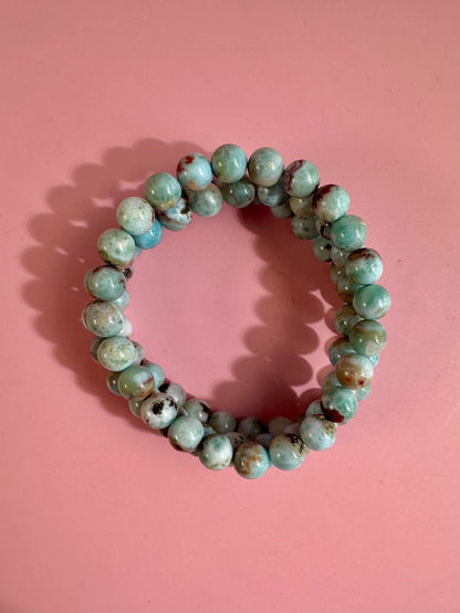 8mm Larimar Beaded Bracelet