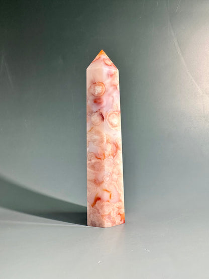 Carnelian Flower Agate Tower Option K | Blooming Potential, Courage & Joy Crystal