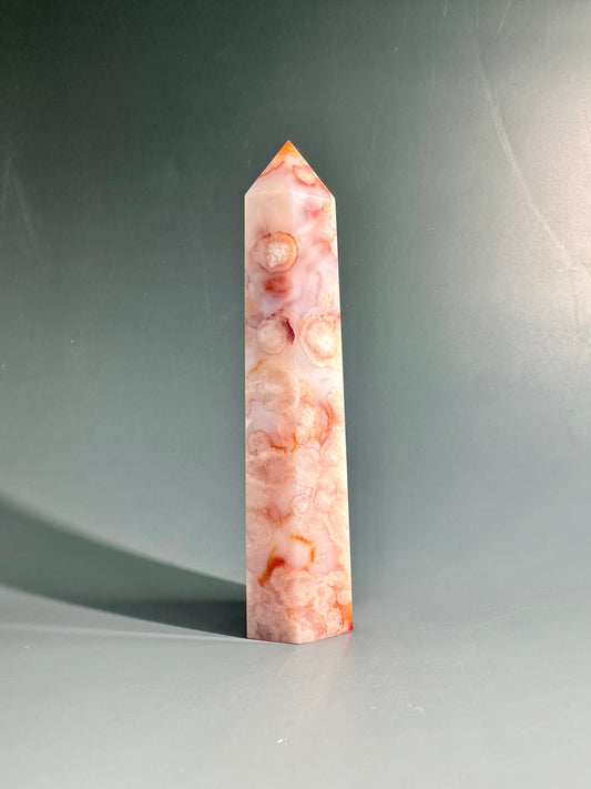 Carnelian Flower Agate Tower Option K | Blooming Potential, Courage & Joy Crystal