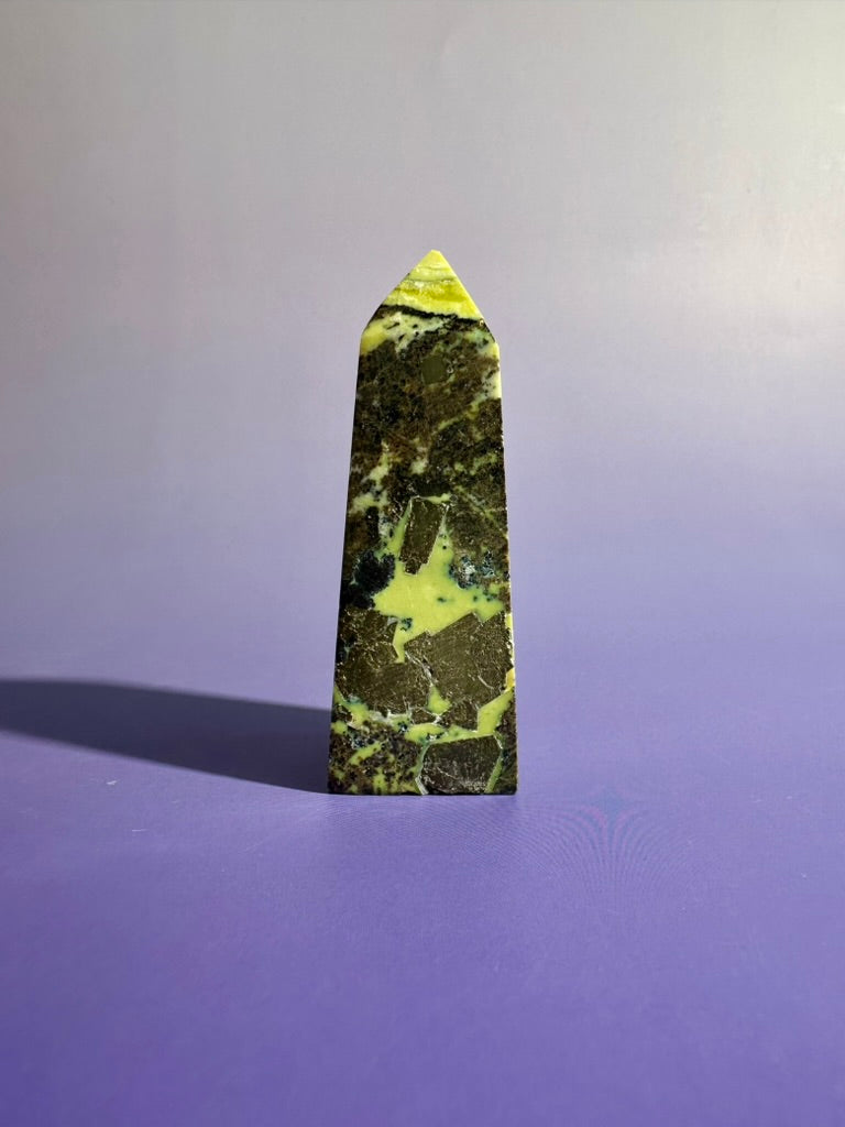 Perfectly Imperfect Serpentine with Pyrite Tower (Peru) Option A Misfit | Chipped Tip | Grounding Crystal