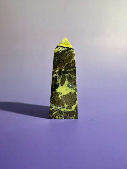Perfectly Imperfect Serpentine with Pyrite Tower (Peru) Option A Misfit | Chipped Tip | Grounding Crystal
