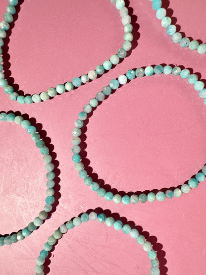 3mm Faceted Amazonite Beaded Bracelet | Harmony, Truth & Calm Energy