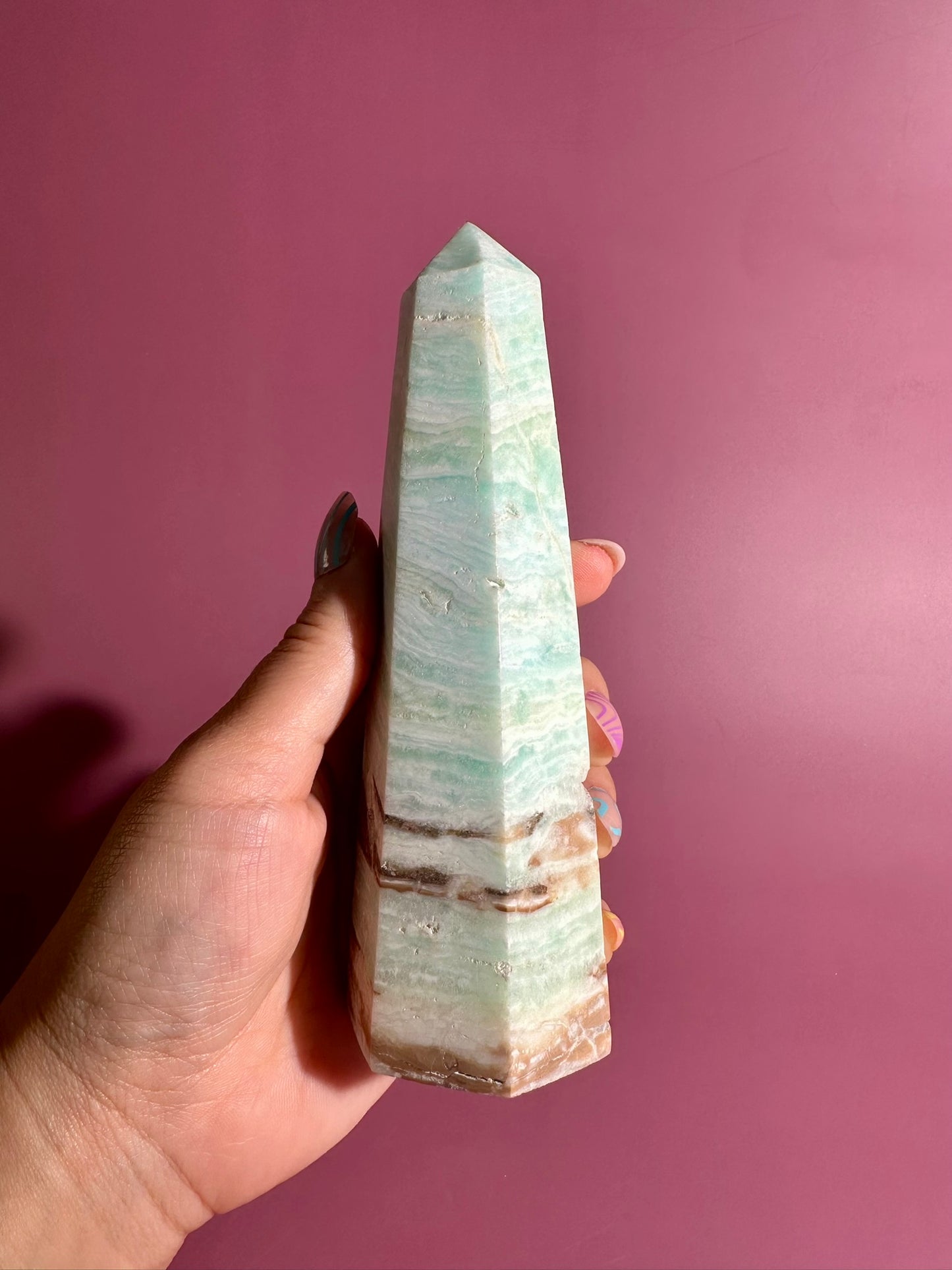 Caribbean Calcite Tower – Option D | Emotional Healing, Intuition & Coastal Serenity