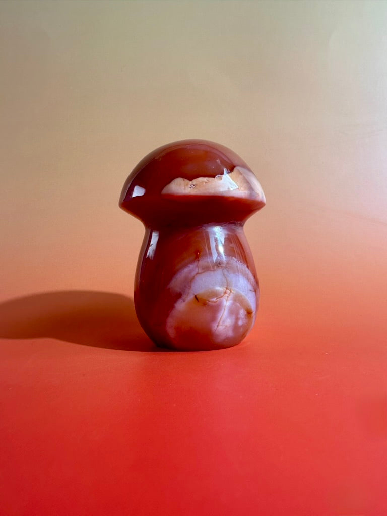 Carnelian Mushroom Carving – Option A | Courage, Vitality & Woodland Energy
