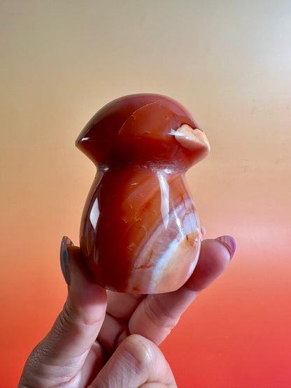 Carnelian Mushroom Carving – Option A | Courage, Vitality & Woodland Energy
