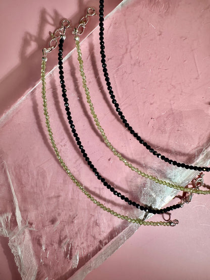 2mm Faceted Sapphire Bracelet with 925 Silver Adjustable Extender