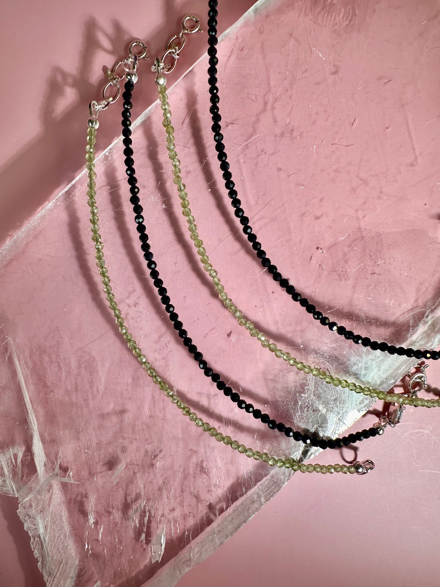 2mm Faceted Peridot Bracelet with 925 Silver Adjustable Extender