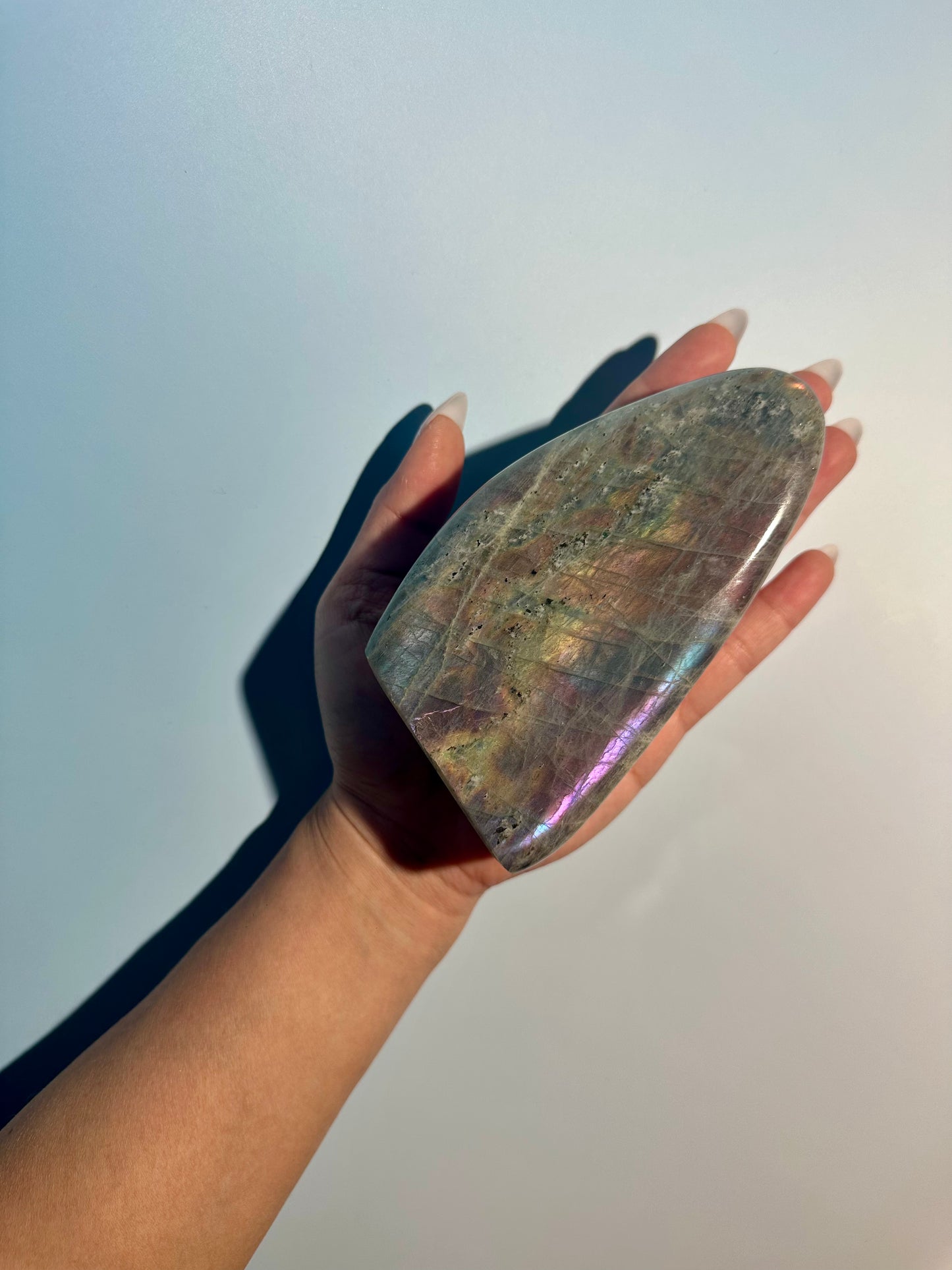 Large Purple Flash Labradorite Standing  Freeform – Option P