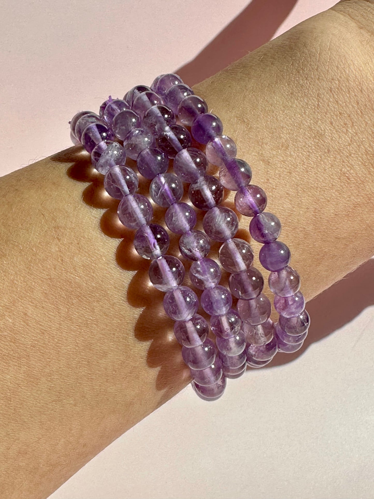6mm Amethyst Beaded Bracelet