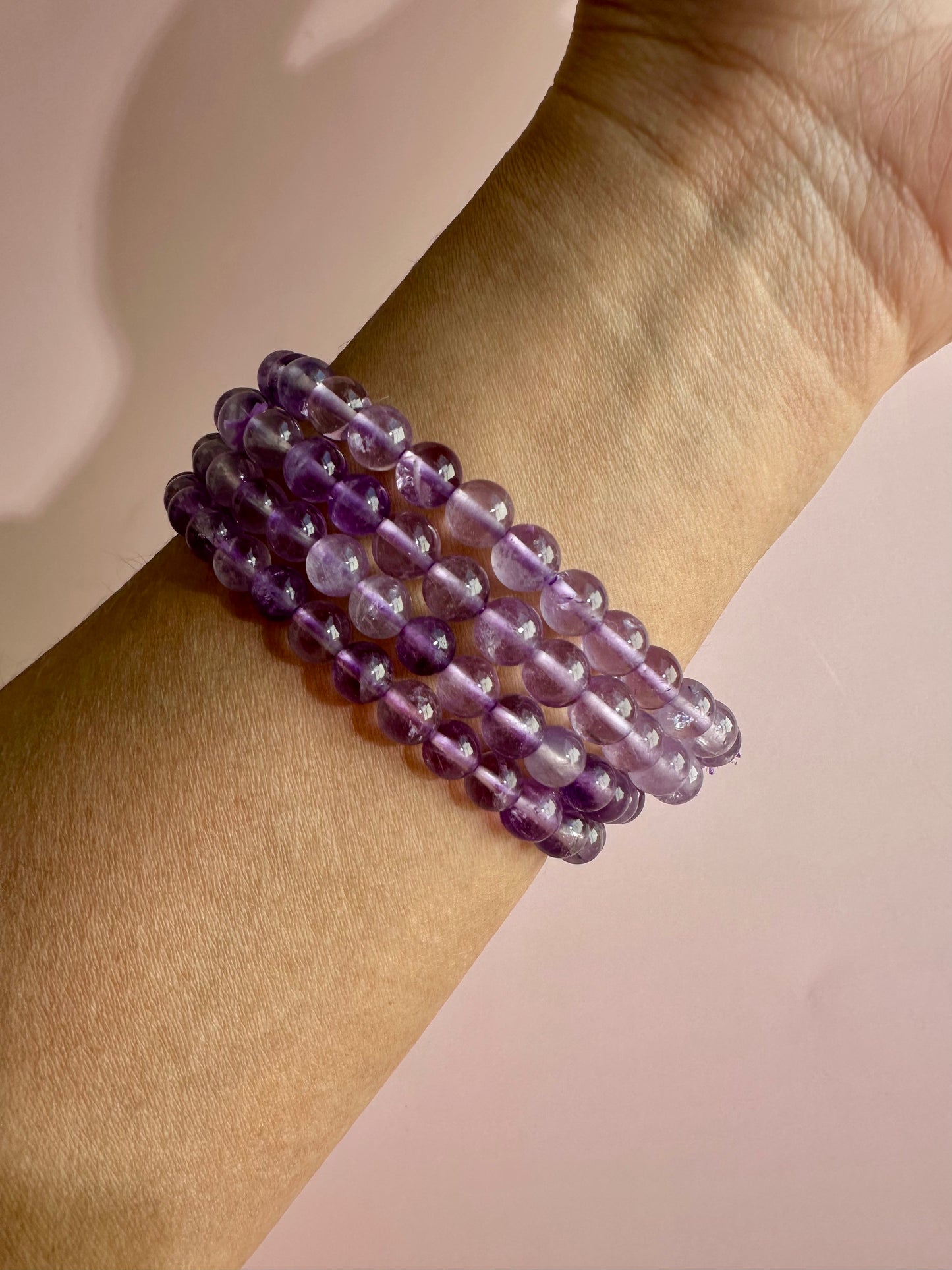 6mm Amethyst Beaded Bracelet