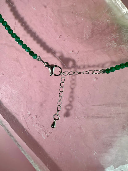 3mm Faceted Green Jade Necklace