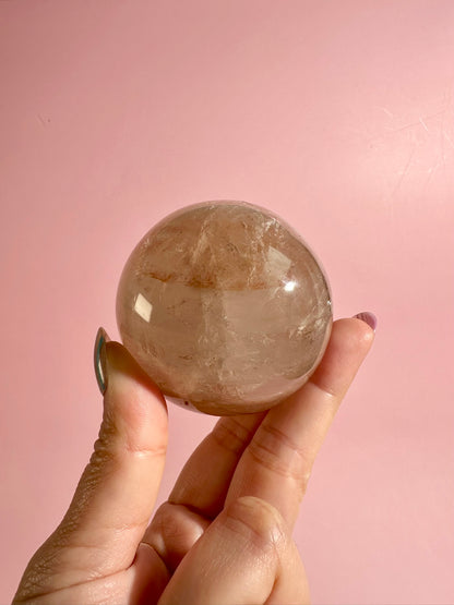 Fire Quartz Sphere Option G | Premium Hematoid Quartz Display Crystal
