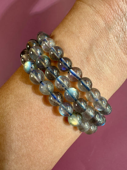 6mm Labradorite Beaded Bracelet