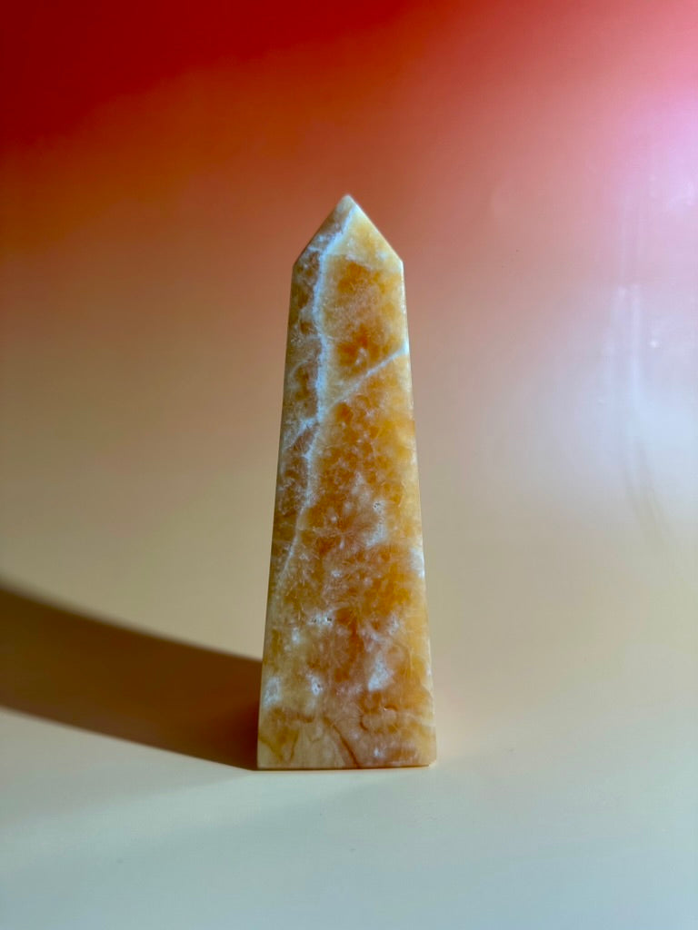 Orange Calcite Tower – Option E | Optimism, Confidence & Positive Transformation