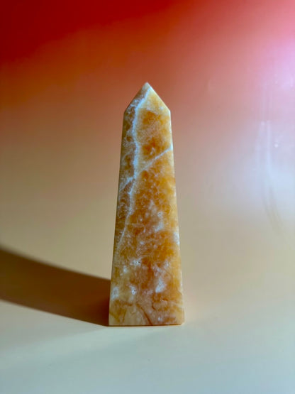 Orange Calcite Tower – Option E | Optimism, Confidence & Positive Transformation