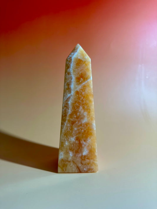 Orange Calcite Tower – Option E | Optimism, Confidence & Positive Transformation