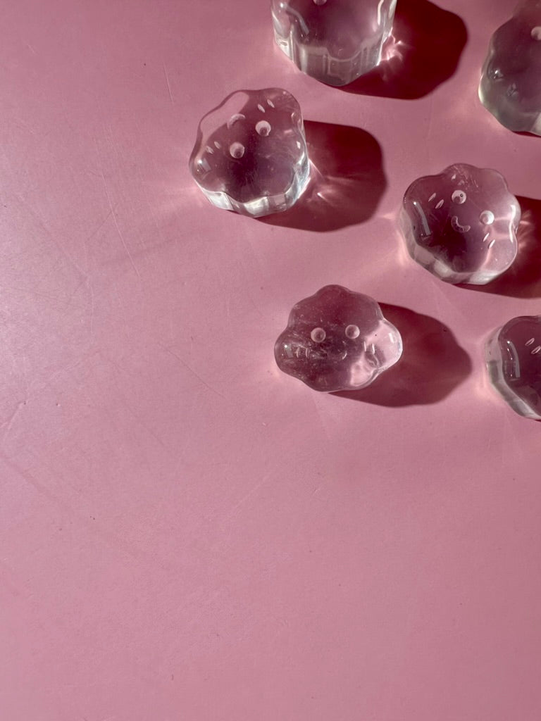 Mini Clear Quartz Smiley Cloud | Crystal Carving
