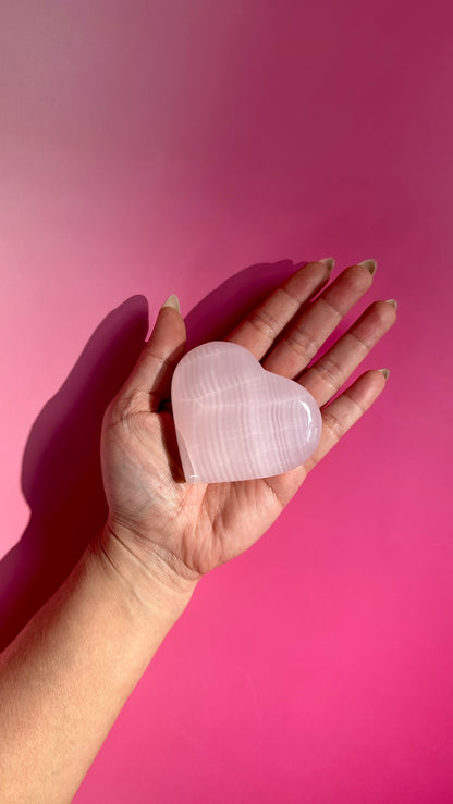 Pink Calcite Heart UV Reactive – Option D