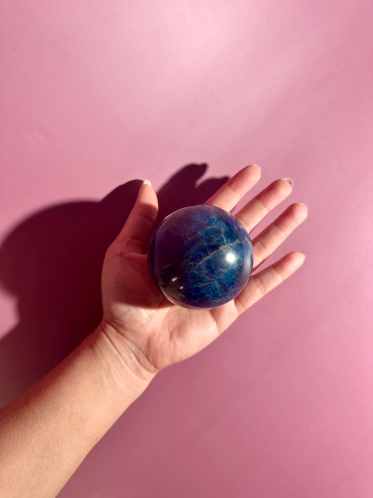 Blue Apatite Sphere – Option C | Collector Crystal, Intuition & Personal Growth