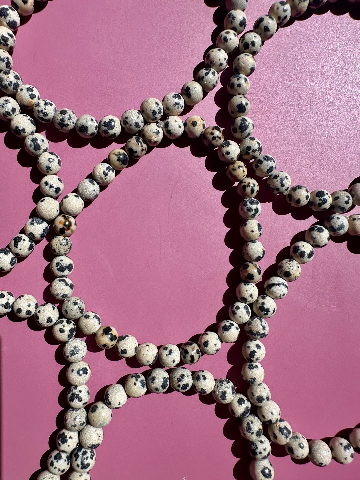 6mm Dalmatian Jasper Beaded Bracelet