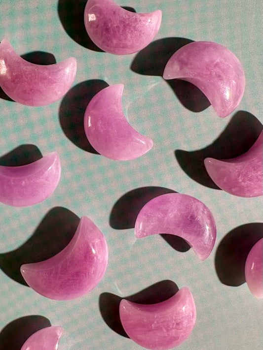 Mini Kunzite Crescent Moon | Pink Crystal Carving