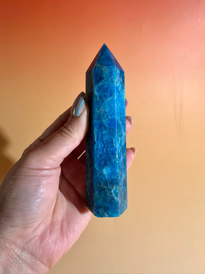 Blue Apatite Tower – Option A | Clarity, Communication & Inspiration Crystal
