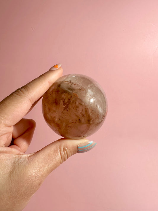 Fire Quartz Sphere Option G | Premium Hematoid Quartz Display Crystal