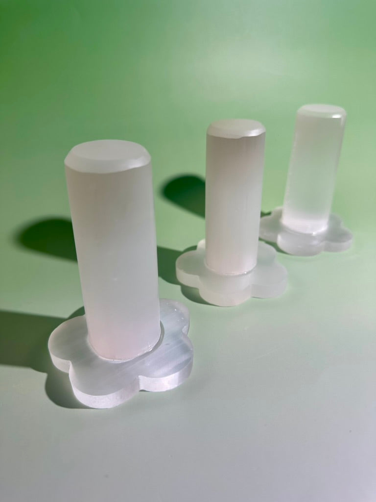 Satin Spar (Selenite) Flower Bracelet Holder | Intuitively Chosen Crystal Jewelry Display