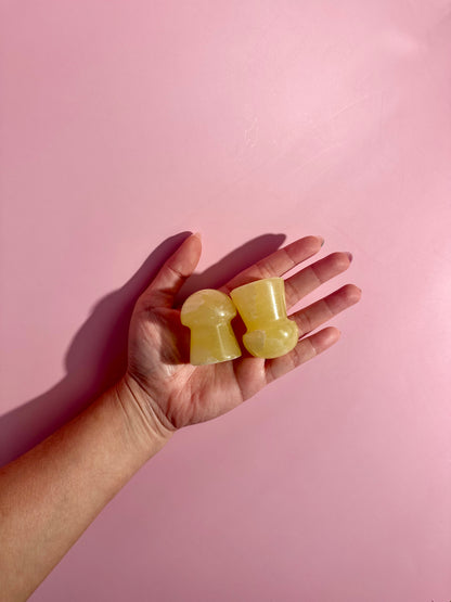Lemon Calcite Mushroom Carving | Intuitively Chosen Happiness, Clarity & Confidence Energy