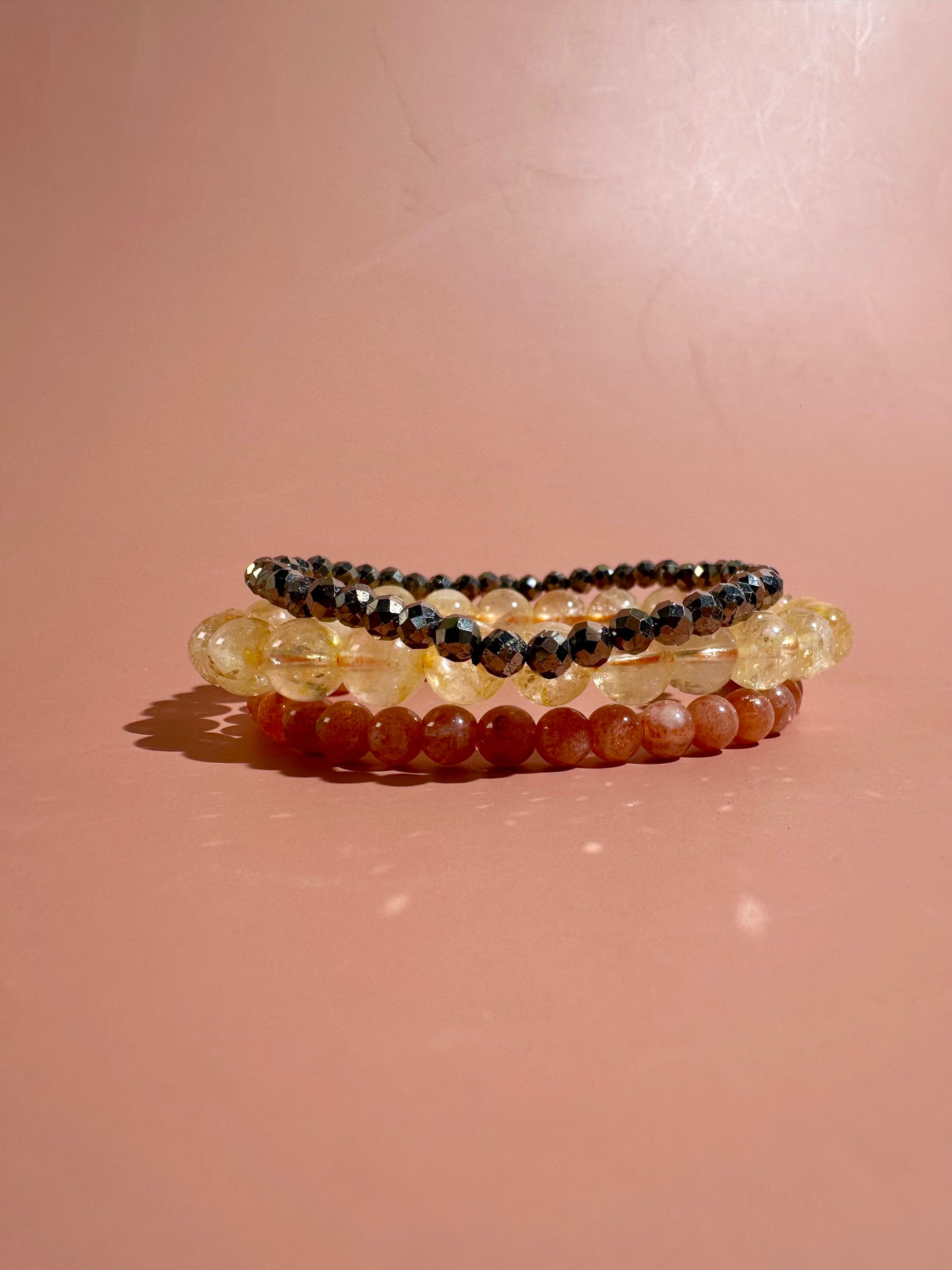 Bracelet Bundle Set: “Golden Radiance" - Sunstone, Citrine, Pyrite