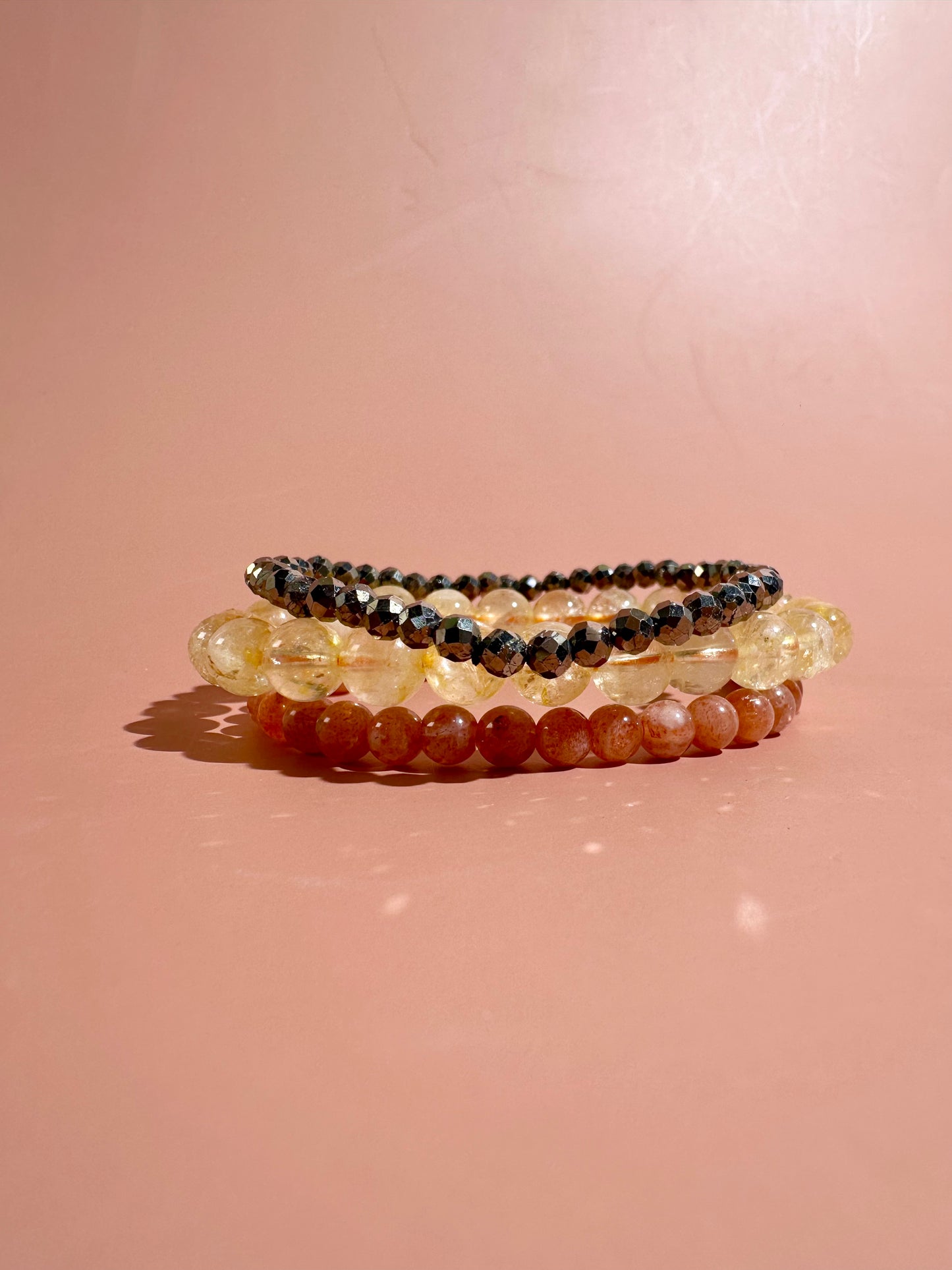 Bracelet Bundle Set: “Golden Prairie" - Satin Spar (Selenite), Yellow Crazy Lace Agate, Mookaite Jasper