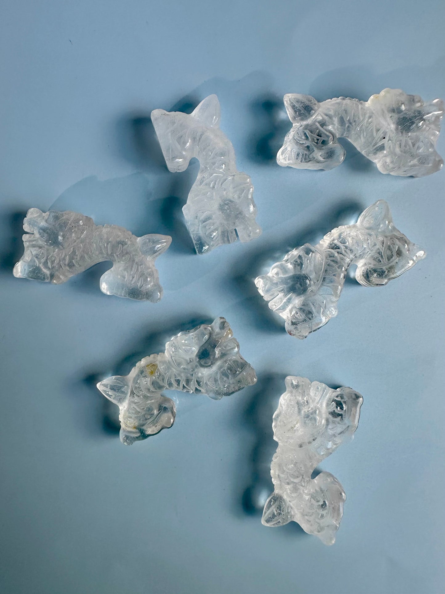 Clear Quartz Chinese Long Dragon Carving Talisman