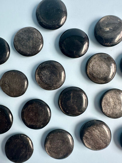 Silver Sheen Obsidian Mini Flat Palm