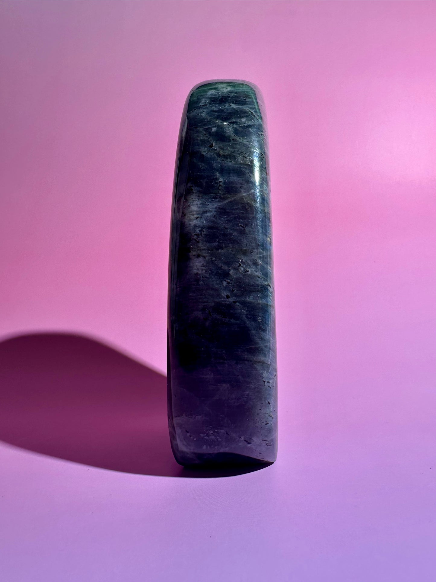 Large Oil Slick Yellow and Purple Flash Labradorite Standing  Freeform – Option Q