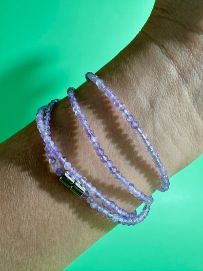 2mm Faceted Amethyst Necklace & Bracelet Wrap | Magnetic Clasp Gemstone Jewelry