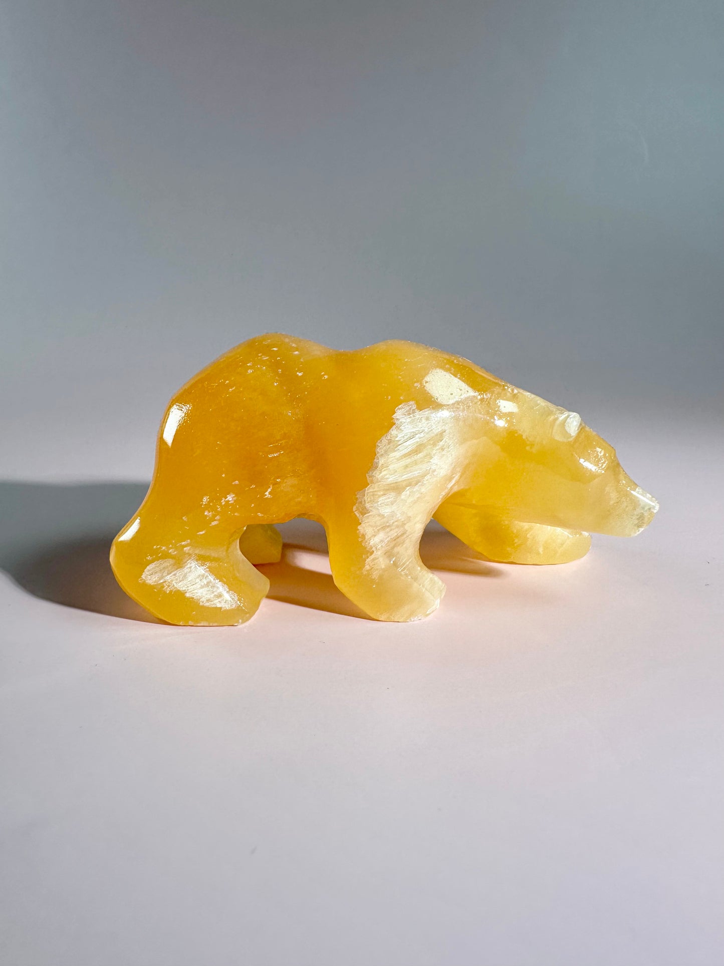 Orange Calcite Bear Carving