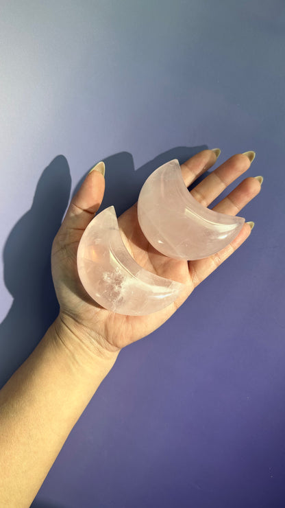 Rose Quartz Crescent Moon (Small, Medium, Large) - You Pick!