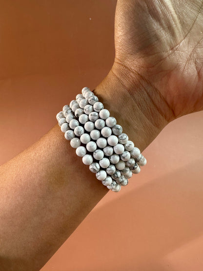 6mm Howlite Beaded Bracelet