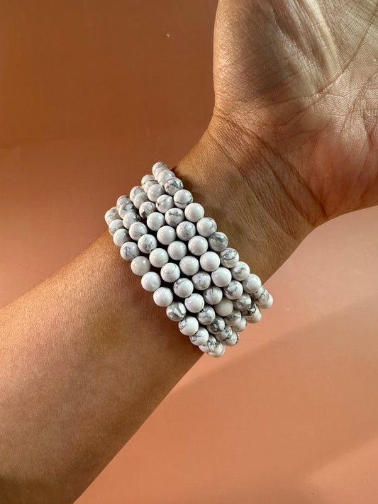 6mm Howlite Beaded Bracelet