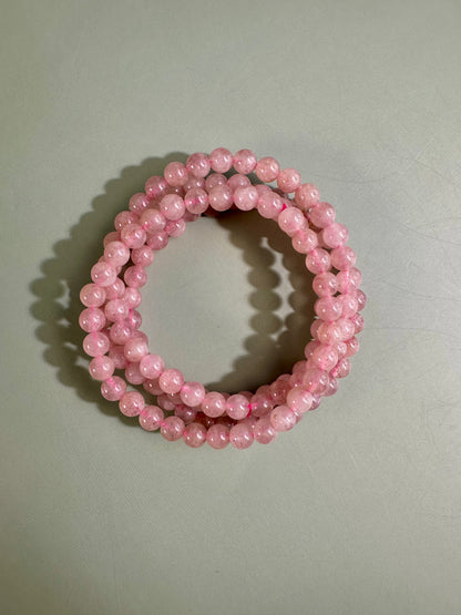 6mm Strawberry Quartz Beaded Bracelet